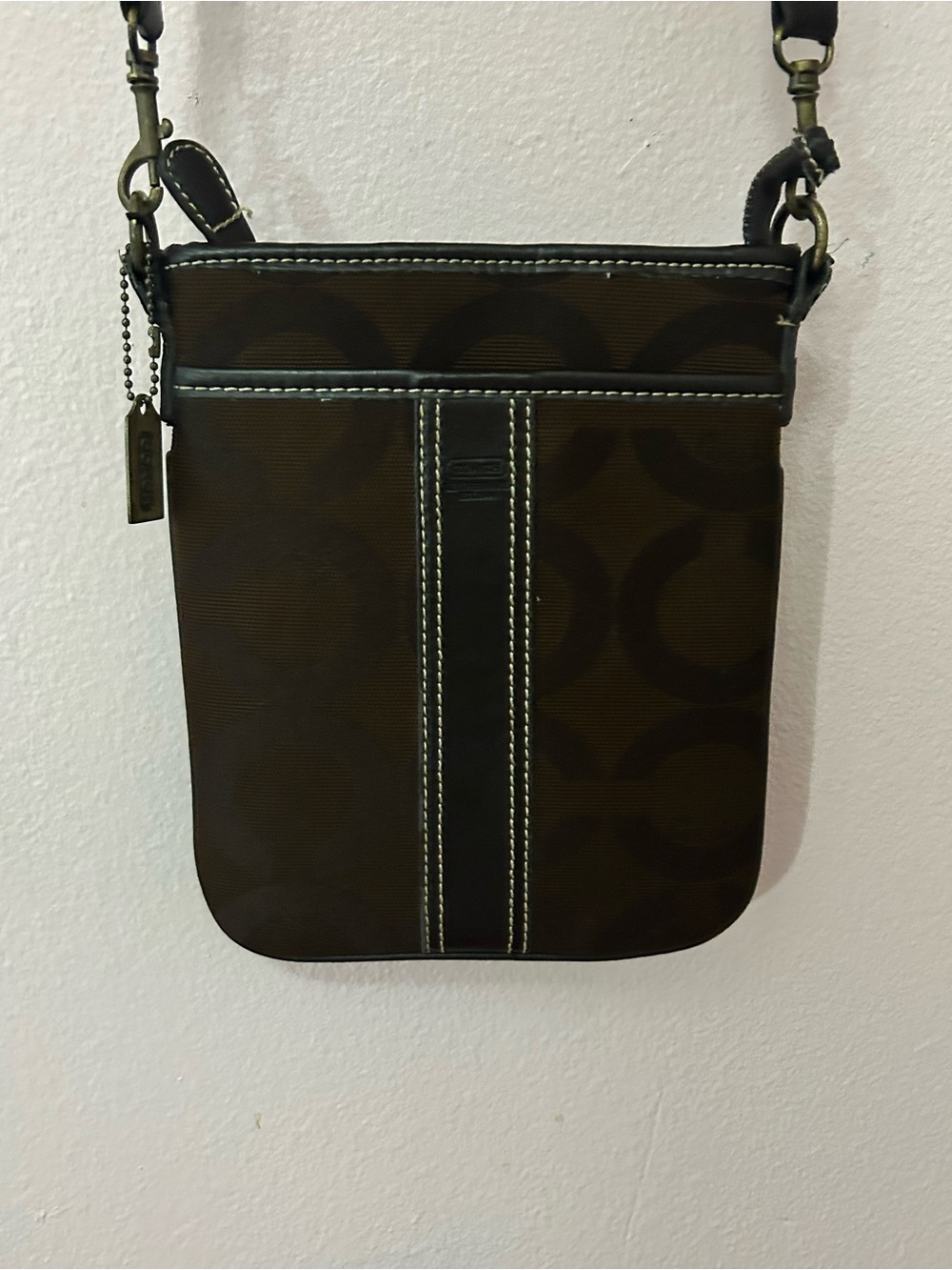 Coach Vintage Y2K Signature C Crossbody Swingpack Brown Canvas Brass Unisex